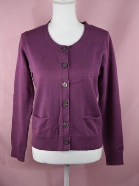 J. Jill Mauve/Purple/Pink Crewneck Button-Up Cardigan w/ Pockets | Size XS
